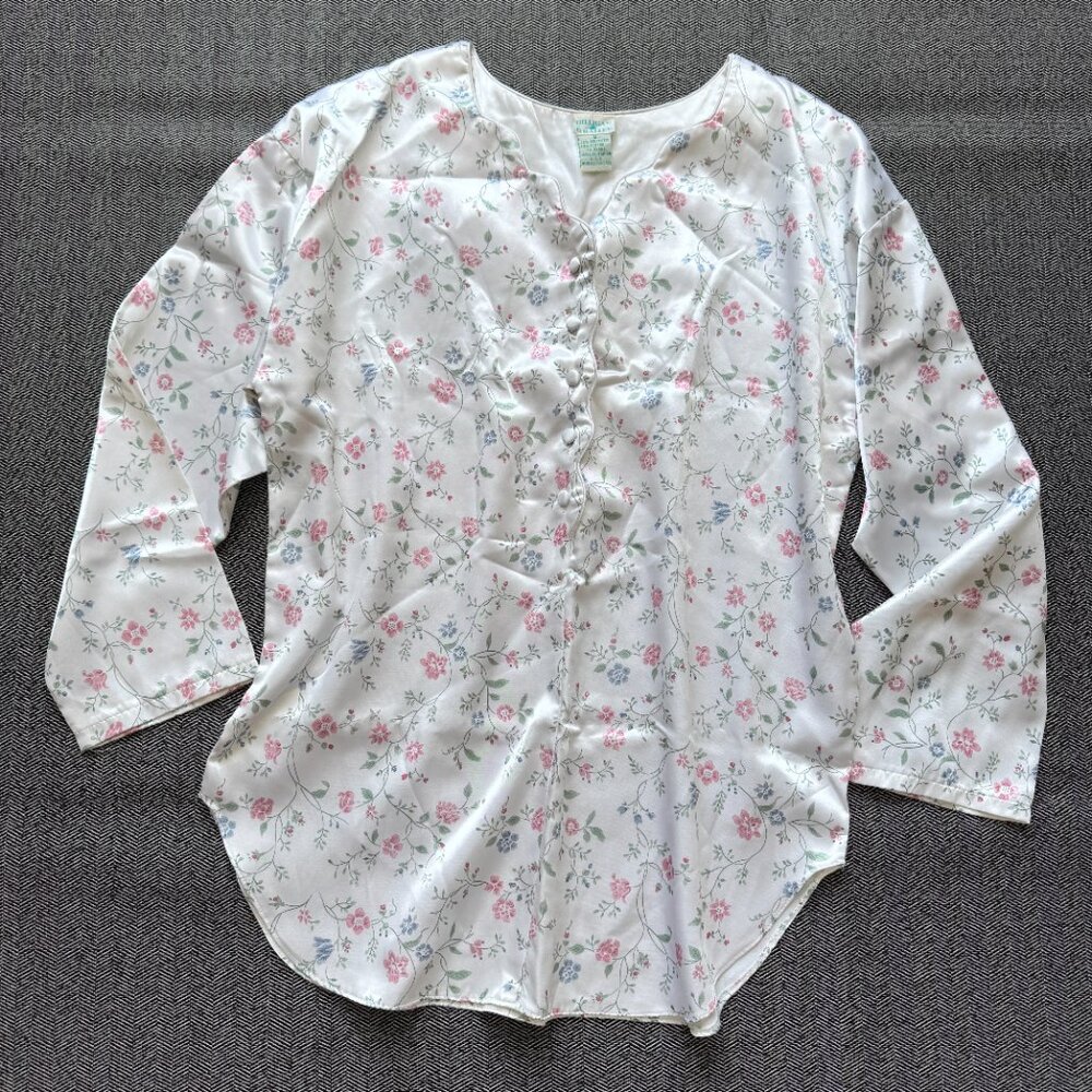 Satin Nightshirt Wildflowers/White Vintage Gilligan O'Malley - Picture 4 of 14